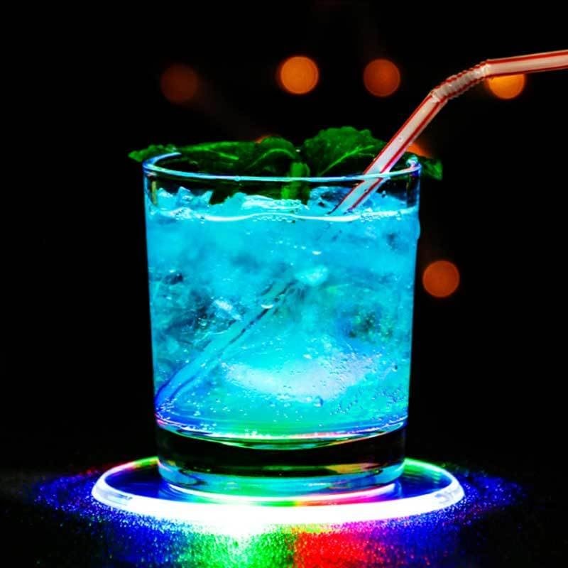 LED Coasters Set of 2, LED Coaster for Drinks, Bottle