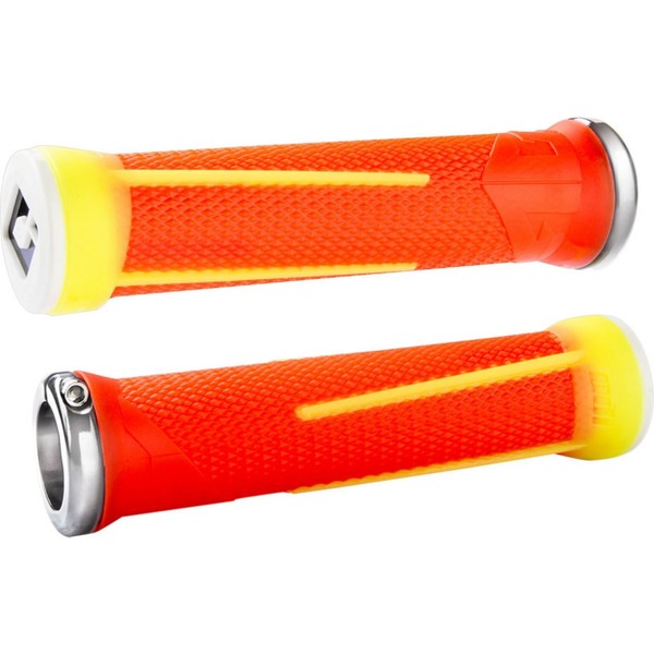 Odi Aaron Gwin AG-1 Lock-On Mountain Bike Bonus Pack Grips, Orange/Yellow