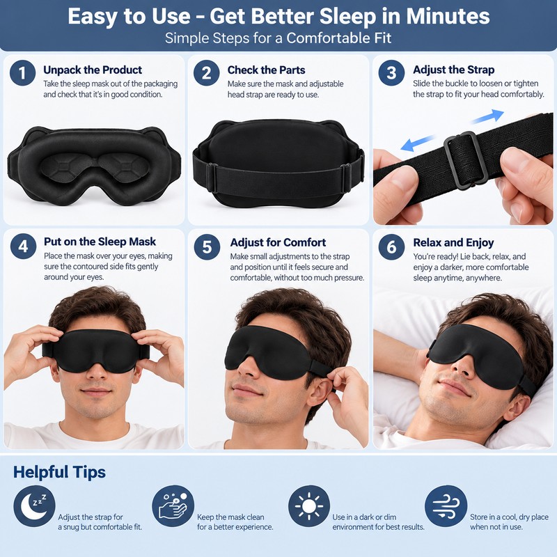 3D Sleep Mask for Sleeping – Soft Breathable Light-Blocking Eye