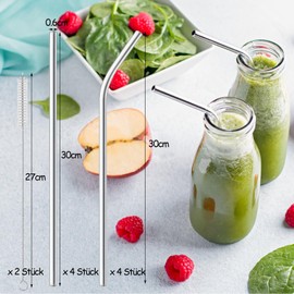FLEXNOVA 8 cannucce in acciaio inox, 30 cm, riutilizzabili, spazzole per la pulizia, perfette per bicchieri da 30 oz/40 oz, materiale in acciaio inossidabile 304 di alta qualità, per uso alimentare e