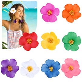 9Pcs Hawaiian Flower Hair Clips Set - Vibrant Hibiscus Flower Hair Accessories for Women, Multi-Color Clips for Vacation, Beach, Pool, Party, & Daily Wear, 9 Unique Colors