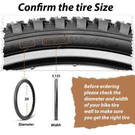 MOHEGIA Mountain Bike Tires Set: 2 Pack 20x2.125 Inch Folding Bicycle Tires Replacement and Pair 26/27.5/29 Inch Inner Tubes Schrader Valve with Tire Levers