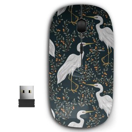 KAWAMOUSE 2.4G Ergonomic Portable USB Wireless Mouse for PC, Laptop, Computer, Notebook with Nano Receiver (Heron Bird Cranberry)