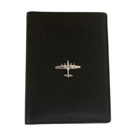 Lancaster Bomber Leather Passport Cover Black Holder RFID Safe Gift 213