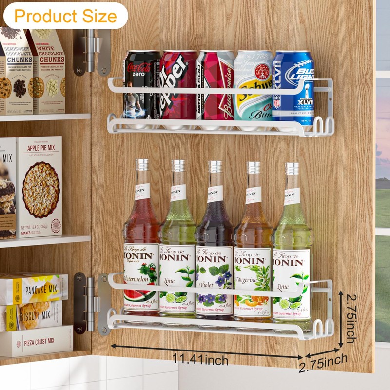 LUCYCAZ 2 Pack Wall Mounted Spice Rack with 8 Hooks,