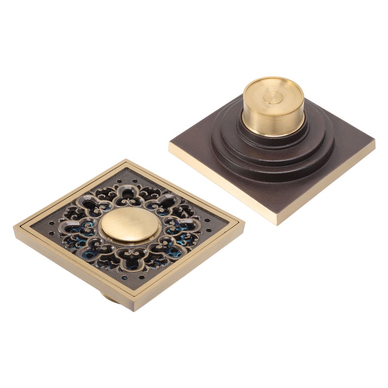Floor Drain Metal Squared Retro Style Water Drainage Shower Drain