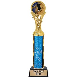 Axe Throwing Trophies, 11" Blue Stars Axe Throwing Trophy Award, Free Engraving