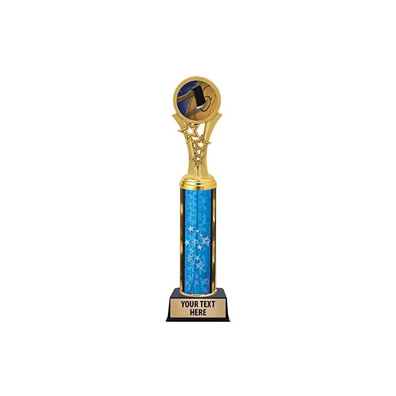 Axe Throwing Trophies, 11" Blue Stars Axe Throwing Trophy Award,