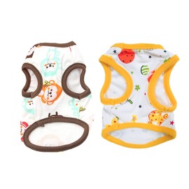 TENGZHI 2 PCS Cotton Pet Dog Cat Shirt Cartoon Print Dog T-Shirt Clothes for Small Medium Dogs Puppy Cats Spring Summer Breathable Vest Costume