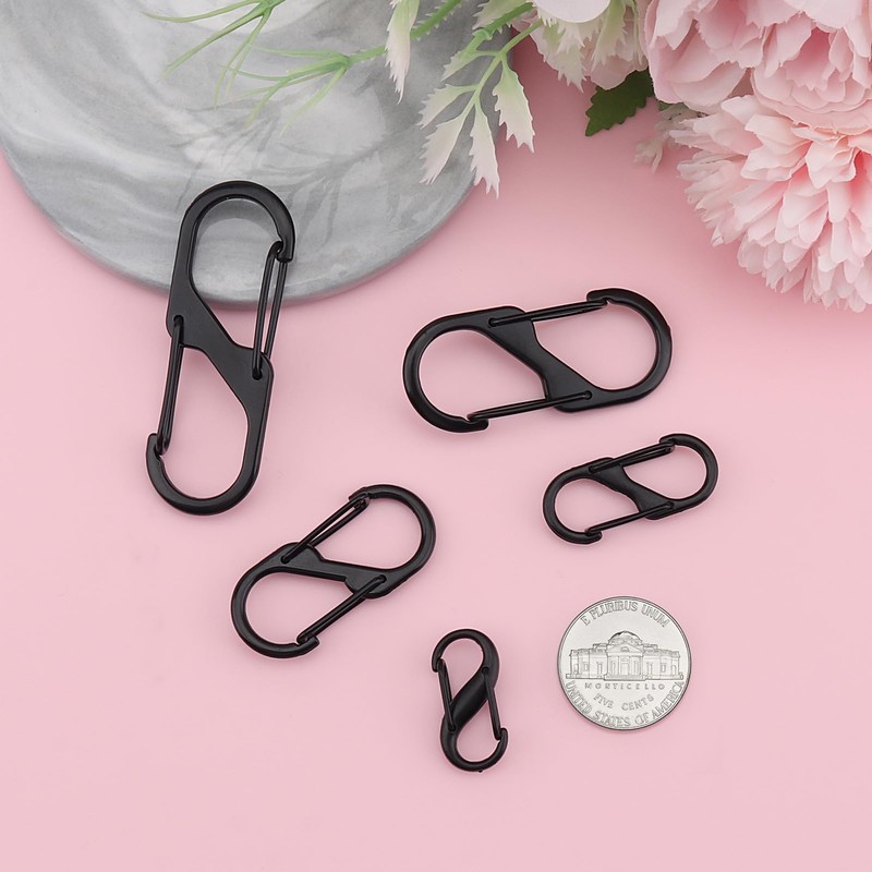 21pcs Zipper Clips Anti Theft 5 Sizes Alloy S Carabiner