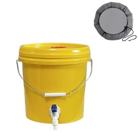 Portable Rain Barrel Water 2.6 gallon Rain Barrel Water Catcher Container with spigots an Rain Barrel Screen (Yellow)