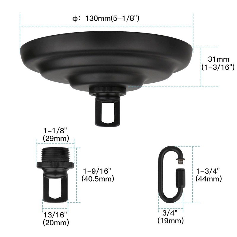 Helunsi Light Canopy Kit, Black Chandelier Canopy Mounting Kit, 5-1/8"