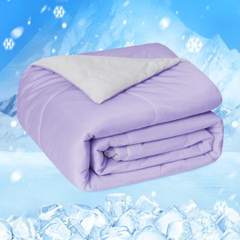 HOMFINE Cooling Comforter Twin Size, Purple Summer Cooling Blanket for Hot Sleepers and Night Sweats, Japanese Double-Sided Cold Tech Fabric Q-Max 0.45, Soft Breathable Silky Smooth Lightweight