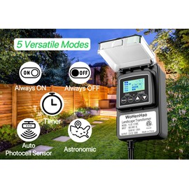 Wohenhao 100W Low Voltage Lighting Transformer for 12V DC Output Low Voltage Landscape Lights, 100-240V AC to 12V DC Output Landscape Lights Transformer, with Astronomic Timer