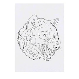 'Snarling Wolf Head' Temporary Tattoo - Water Resistant, Skin-Safe, Non-Toxic Transfer (TO00084323)
