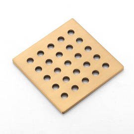 HOLGE 3.75 INCH Square Shower Drain Cover 95MM Floor Drain Grille (Brushed Gold)