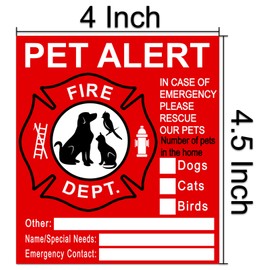 Pet Inside Sticker - 8 Pack Pet Alert Safety Fire Rescue Sticker Decal-Save Our Cat/Dog Pets In a Fire Emergency, Firefighters will See Alert on The Window, Door, or House and Rescue Our Family.