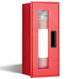 Zonon 1 Pcs 10lb Fire Extinguisher Cabinet Wall & Surface Mount 22.84" H x 9" W x 7" D Red Steel Fire Extinguisher Box Case Holder with Handle for Indoor Outdoor