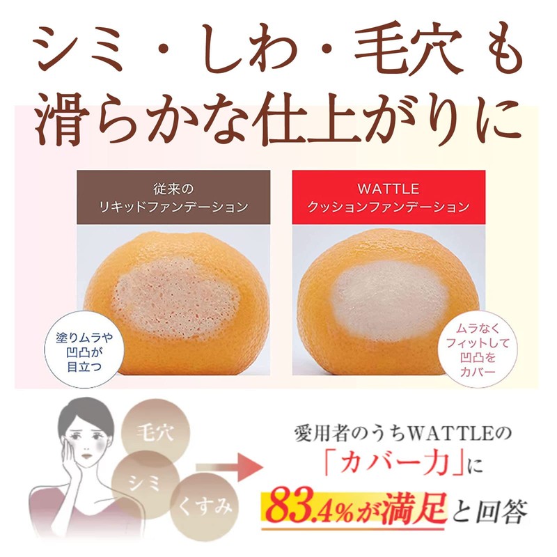 WATTLE Cushion Foundation Refill Refill, 0.5 oz (13 g), Approx.