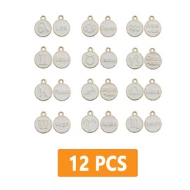 FAIRYGATE Life Charms Bracelets for Women Flat Round Zodiac Sign Charm Twelve Constellation Pendants A7107