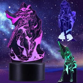 QQAAMZ Valorant Reyna Lamp 3D Illusion Lamp Genshin Impact Night Light Children's Touch with Remote Control Bedside Lamp Anime Merch LED Lamp Gadget Christmas Birthday Gift 3 in 1