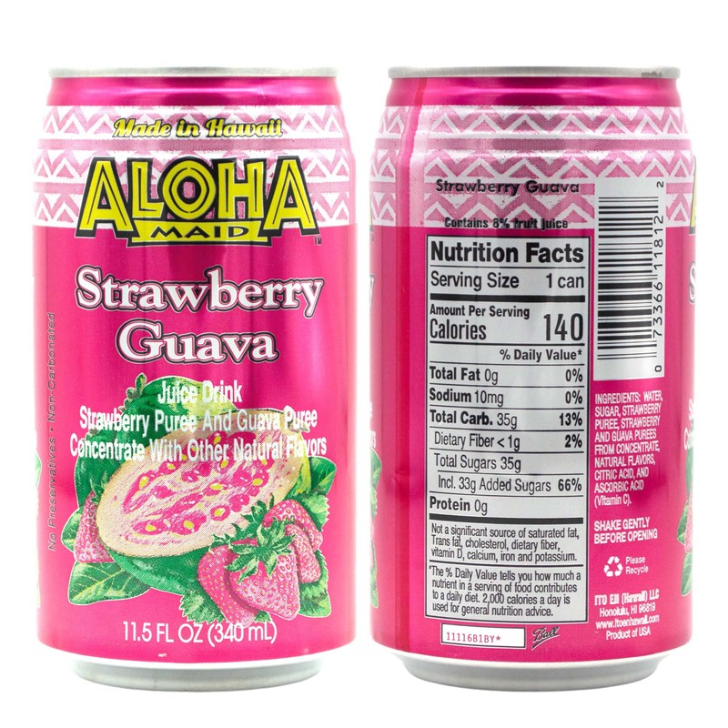 Aloha Maid Drinks, Guava Variety, 4 Cans per Flavor, Total