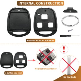 Key Fob Case Shell Replacement for Lexus RX350 RX330 RX300 RX400h ES300 ES330 GS300 GS400 GS430 GX470 IS300 IS330 LS400 LS430 LX470 SC430 1998-2010 3 Button Keyless Entry Remote Control Car Key Cover