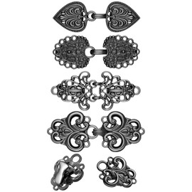 WILLBOND 4 Pieces Vintage Sweater Swirl Clip Cape Cloak Retro Cardigan Shawl Collar Clasp Dress Shirt Brooch Clip(Black)