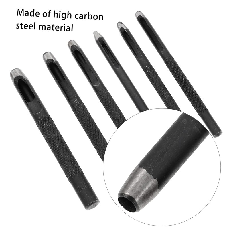 WOONEKY 6pcs Leather Belt Hole Puncher Heat Treated Punch Tool