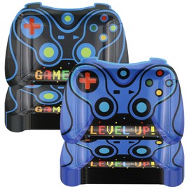 APUXXJUPA 40 Pcs Video Game Paper Plates, Blue Video Game Birthday Decorations Level up Party Plates for Kids Gaming Party Supplies, 23 x 32 cm