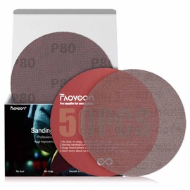 Faoyoon 6 Inch Sanding Mesh | Micro Mesh Hook and Loop Sanding Discs | Dust Free Net Sandpaper | 50 Pack 80 Grit | Wet and Dry Sanding Screen | Anti-Clog and Last Longer