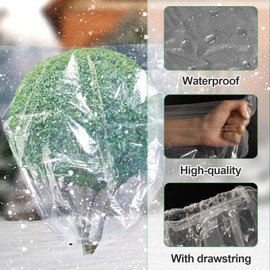 ANPHSIN 2 Pcs Extra Large Winter Plant Cover Freeze Protection - 70.8" x 82.7" Plastic Plant Frost Bags with Drawstring, Waterproof Plant Shelter Coverings for Outdoors Garden Shrubs Palm Fruit Trees
