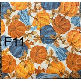 TWO Individual Cocktail Napkins For Decoupage Fall Pumpkins Blue and Orange