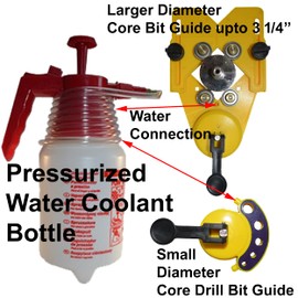 Diamond Drill Bit Holder Set for Diamond Core Bits Suction Hole Saw Guides for Straight Holes with Pressurized Water Delivery System Bottle