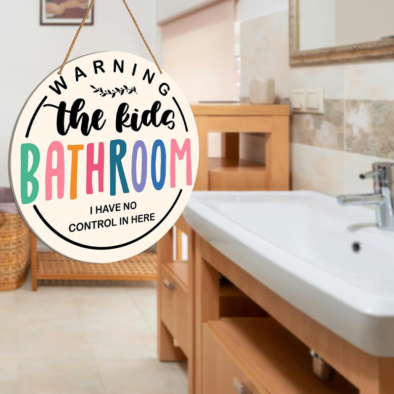 HSNBT Kids Bathroom Door Decor, Boho Children's Toilet Wall Hanging