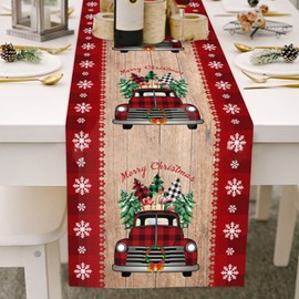 Christmas Gnome Table Runner Dwarf Striped Cotton and Linen Tablecloth Christmas Decoration for Dining Table and Coffee Table