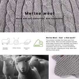 Comhats - Gorro de punto peruano de invierno para mujer, pompón, lana merina, orejeras, forro polar, para esquí, correr, 95566a_grey, M