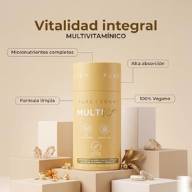Pure Form MultiVit - Suplemento Multivitaminico en Cápsulas con Vitaminas y Minerales | 90 cápsulas de 800 mg | 45 porciones