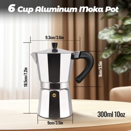 Vaolvpant 6 Cup Aluminum Moka Pot Classic Stovetop Espresso Coffee Maker 300ml 10oz Coffee maker Percolator Mocha Pot Greca Coffee Maker Cafe Makers for Italian and Cuban Café Brewing Silver