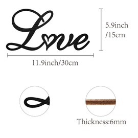 CREATCABIN Love Word Cutout Sign Laser Cut Wood Letter Sign Heart Wall Decor Unfinished Wooden Signs Wall Art Basswood Hanging Sculpture Decor for Crafts DIY Home Farmhouse Bedroom Black 11.9x5.9Inch
