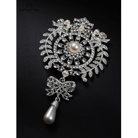 Achairder 8 Pack Sliver Plated Assorted Crystal Rhinestones Brooch Pins Set for DIY Wedding Party Bouquets Embellishment Crafts Decor