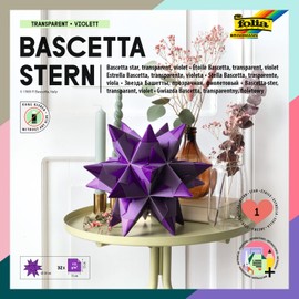 folia - Craft Set Bascetta Star, Transparent White, Finished Size of the Paper Star, With Detailed Instructions (English Language Not Guaranteed) - Ideal For Timeless Decoration