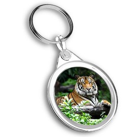 Destination Vinyl ltd 1 x Round Photo Keyring Bengal Tiger Big Cat Wild Animal |Keychain|Keyring|Charm| #50238
