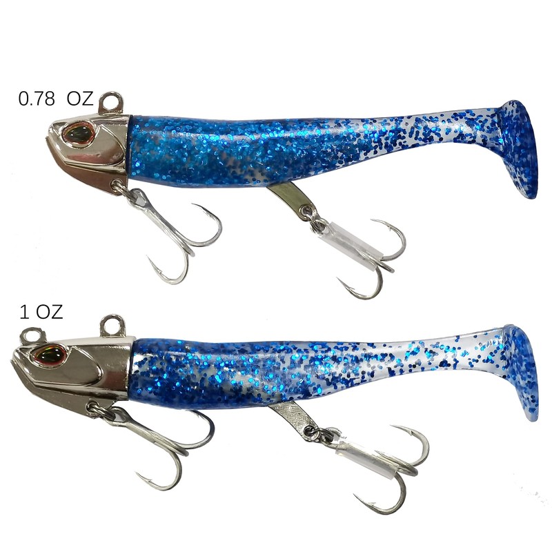 Kmucutie 5 pcs Fishing Metal Head Soft Lures jig Set