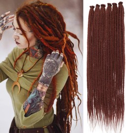 Samtress 24 Inch Dreadlock Extenisons 20 Strands Copper Red Single Ended Hippie Dreadlock 0.6 cm Width Soft Loc Handmade Reggae Style Crochet Hair Synthetic for Women and Men (#350)