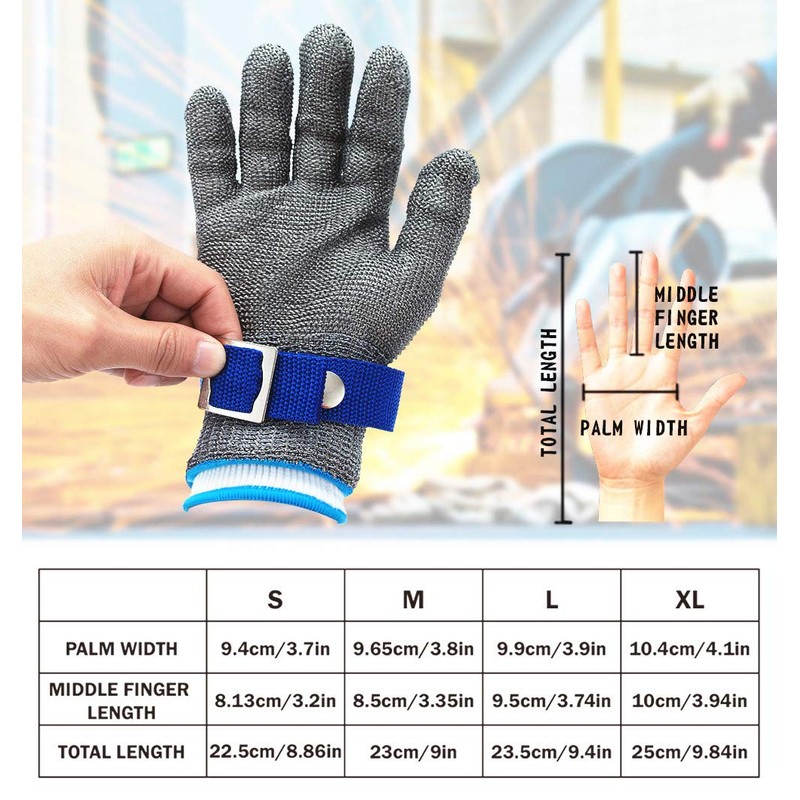 CPTDCL Level 9 Cut Resistant Stainless Steel Glove with Metal