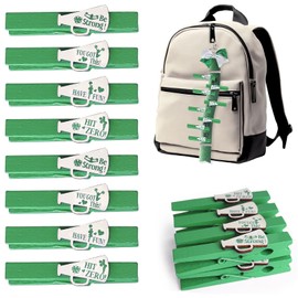 LANGFON 28PCS Green Cheer Pins Spirit Clips Clothes Pin for Backpacks Cheerleader Gifts Craft DIY, Wooden Glitter Cheer Pins for Gift Team Accessories Party Favors Ribbon Decor Supplies Cheer Stuff