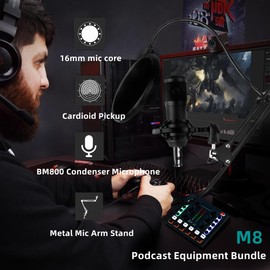 sktome Podcast Equipment Bundle, BM-800 Recording Studio Package with Voice Changer, Live Sound Card - Audio Interface for Laptop Computer Vlog Living Broadcast Live Streaming