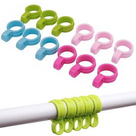 Clothesline Stopper, Windproof, Hanger Catch, Fixed, Hanger Holder, Strong Wind Protection, Anti-Slip, Clothesline, Set of 12 in 4 Colors, Clothesline Hooks, Plastic 1.0 - 1.2 inches (25 - 30 mm),