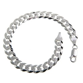 Armour Chain Bracelet 7.5 mm in Genuine 925 Silver Choice of Lengths 16 - 25 cm, Silver